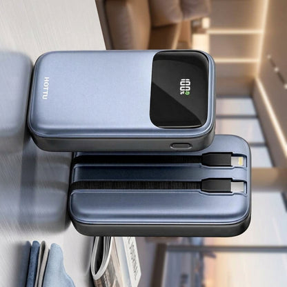 HOTTU HT09 Mini Surge Power Bank – 10000mAh, 22.5W Fast Charging & Built-in Cables